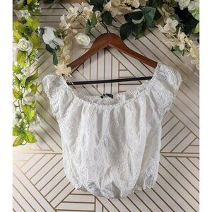 Brandy Melville Women's Eyelet Rio Off the Shoulder Top White